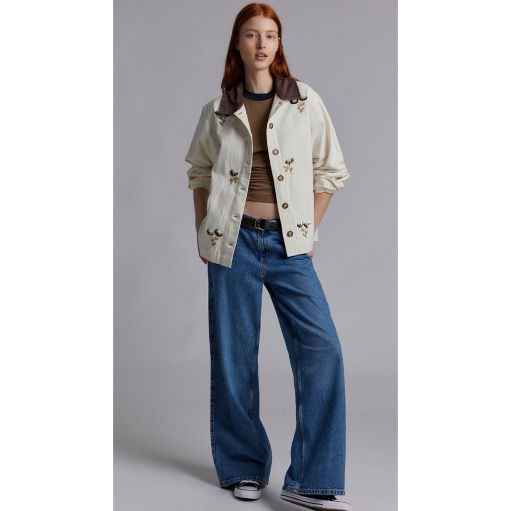NWT Urban Outfitters BDG Townes Beaded Floral Embroidered Canvas Barn Jacket​​ - Picture 5 of 8